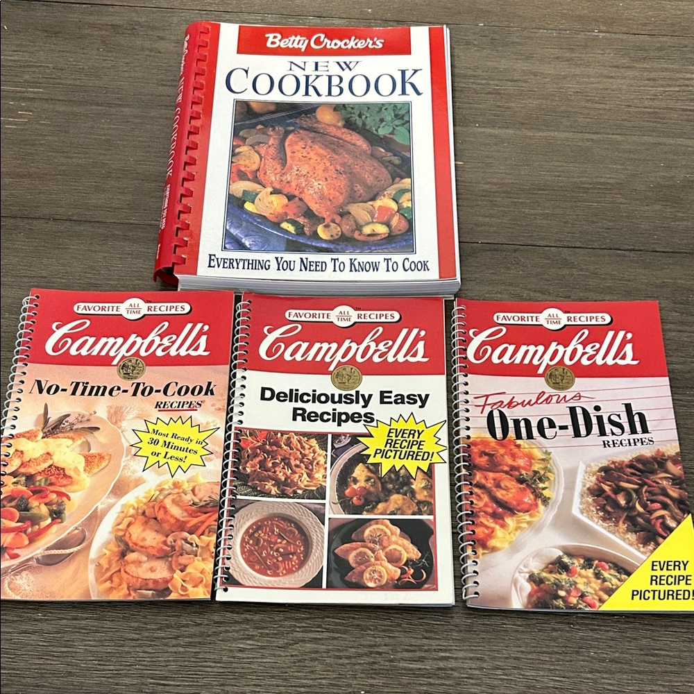 Betty Crocker Cookbook and three Campbell’s Soup recipes books GUC